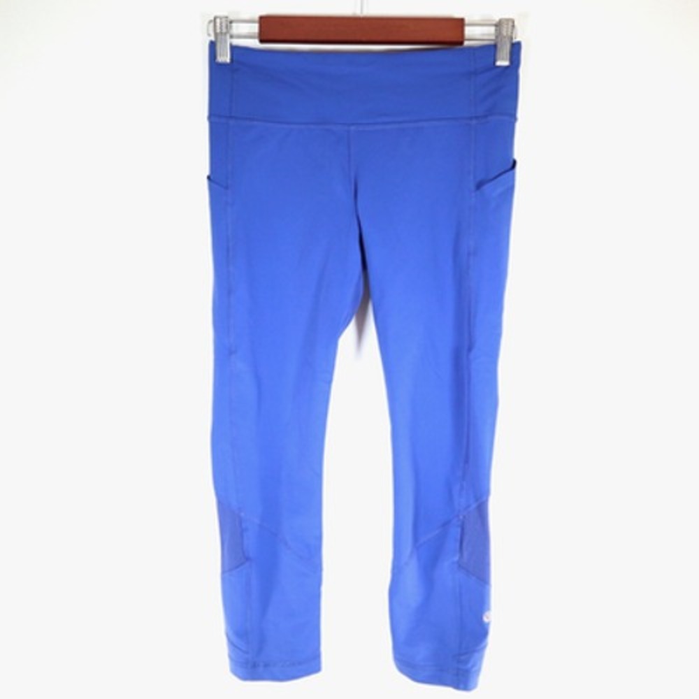 Lululemon Athletica Compression Leggings Size 6 Blue 21" Inseam Zip Pocket
